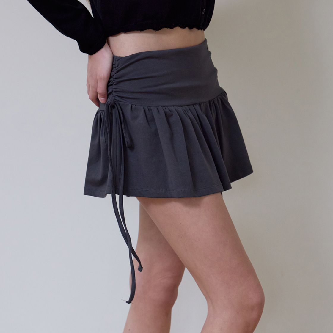 로제프란츠 사이드 셔링 미니 스커트 [차콜](Rosefrantz Side Shirring Mini Skirts [Charcoal]) - 5