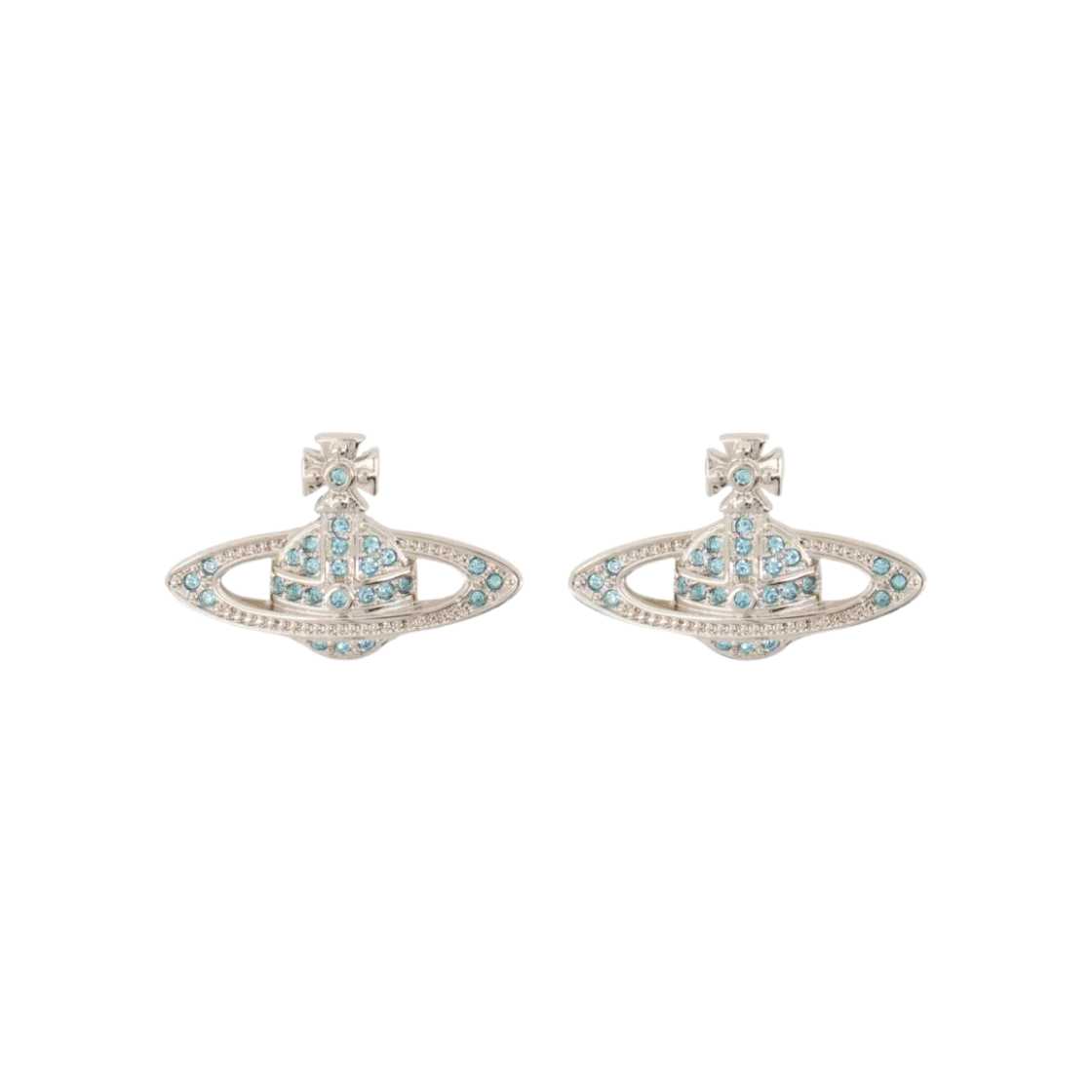 62020033-02P763 (W) Vivienne Westwood Mini Bas Relief Earrings Blue Silver