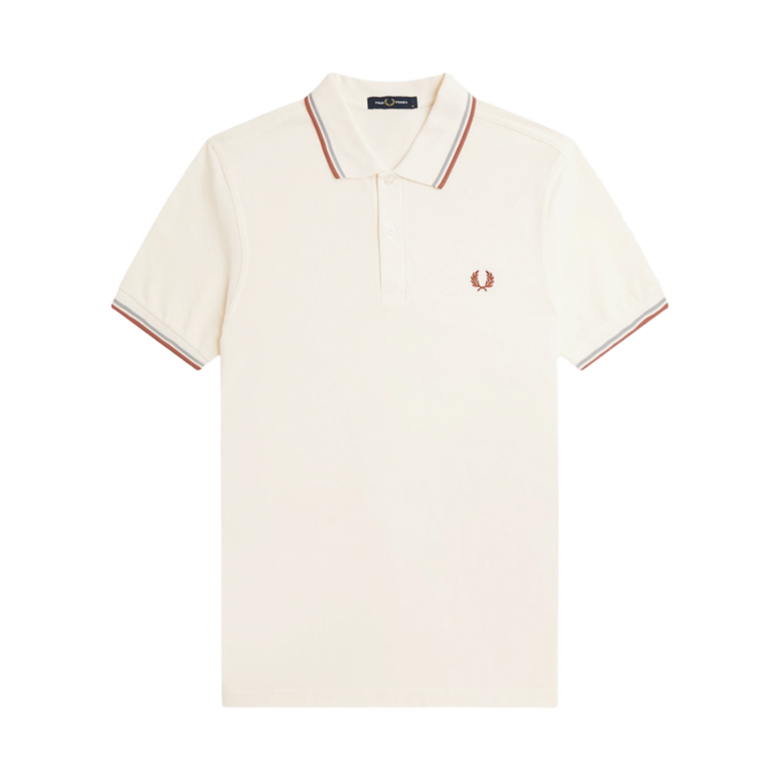 AFPM2513600-Y20 Fred Perry Twin Tipped Fred Perry Shirt Light Ecru/Silver Blue/Cinnamon