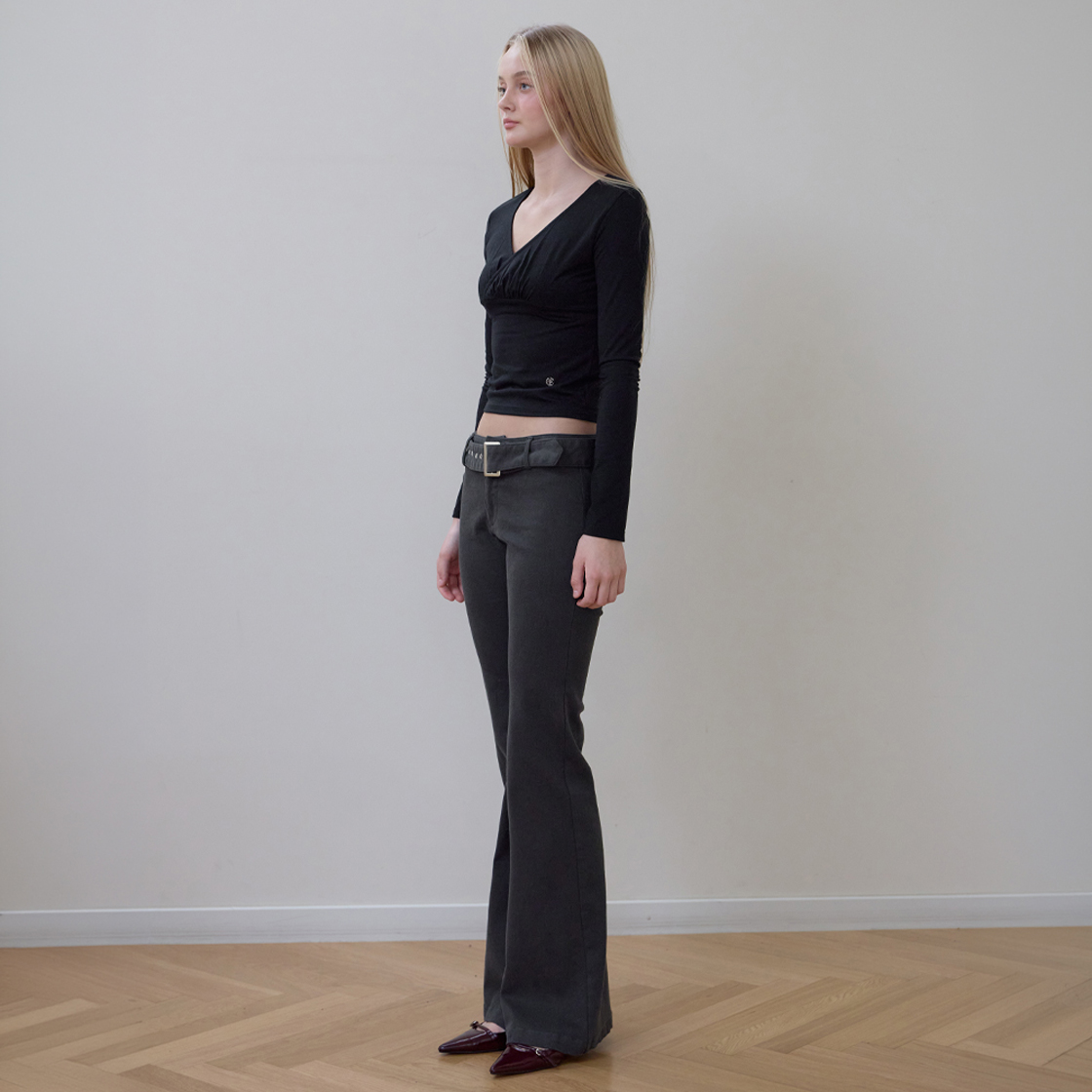 로제프란츠 벨티드 부츠컷 팬츠 [차콜](Rosefrantz Belted Boots Cut Pants [Charcoal]) - 2