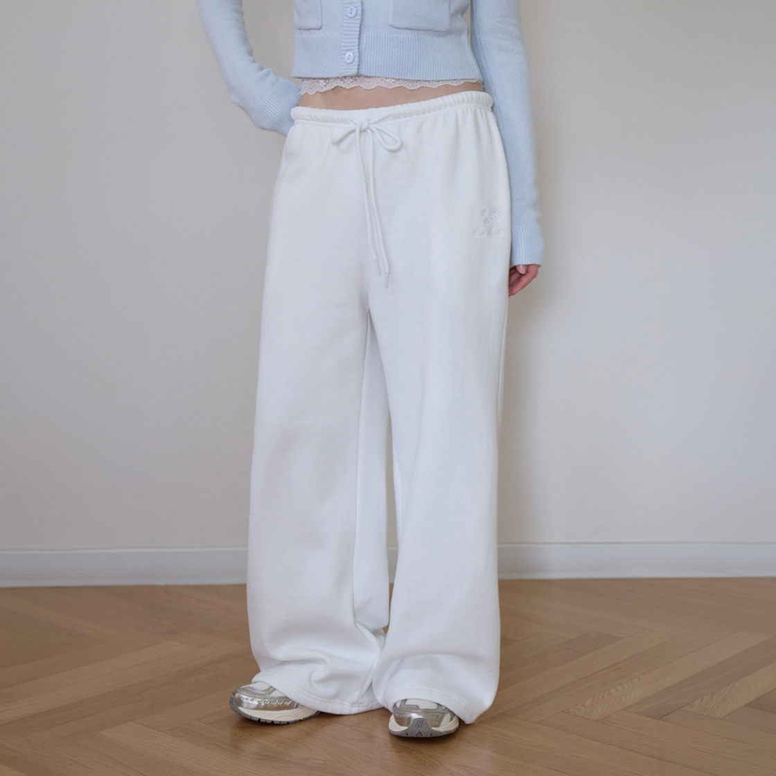 로제프란츠 로즈 자수 와이드 스웨트팬츠 [아이보리](Rosefrantz Rose Embroidery Wide Sweatpants [Ivory]) - 5