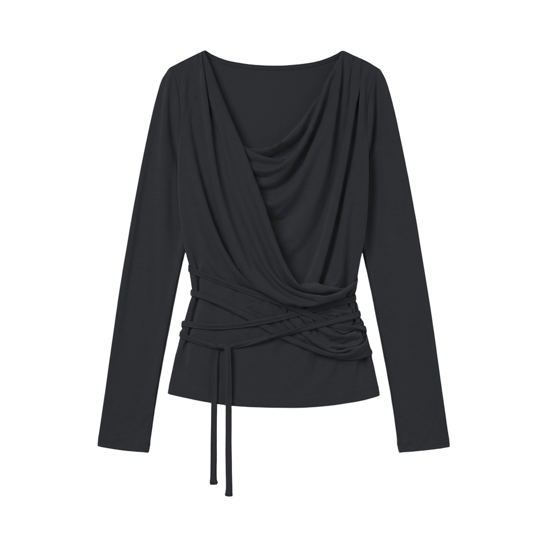 VT26FLS102BLK VOONT Drape Strap Tie Long Sleeve (BLACK)