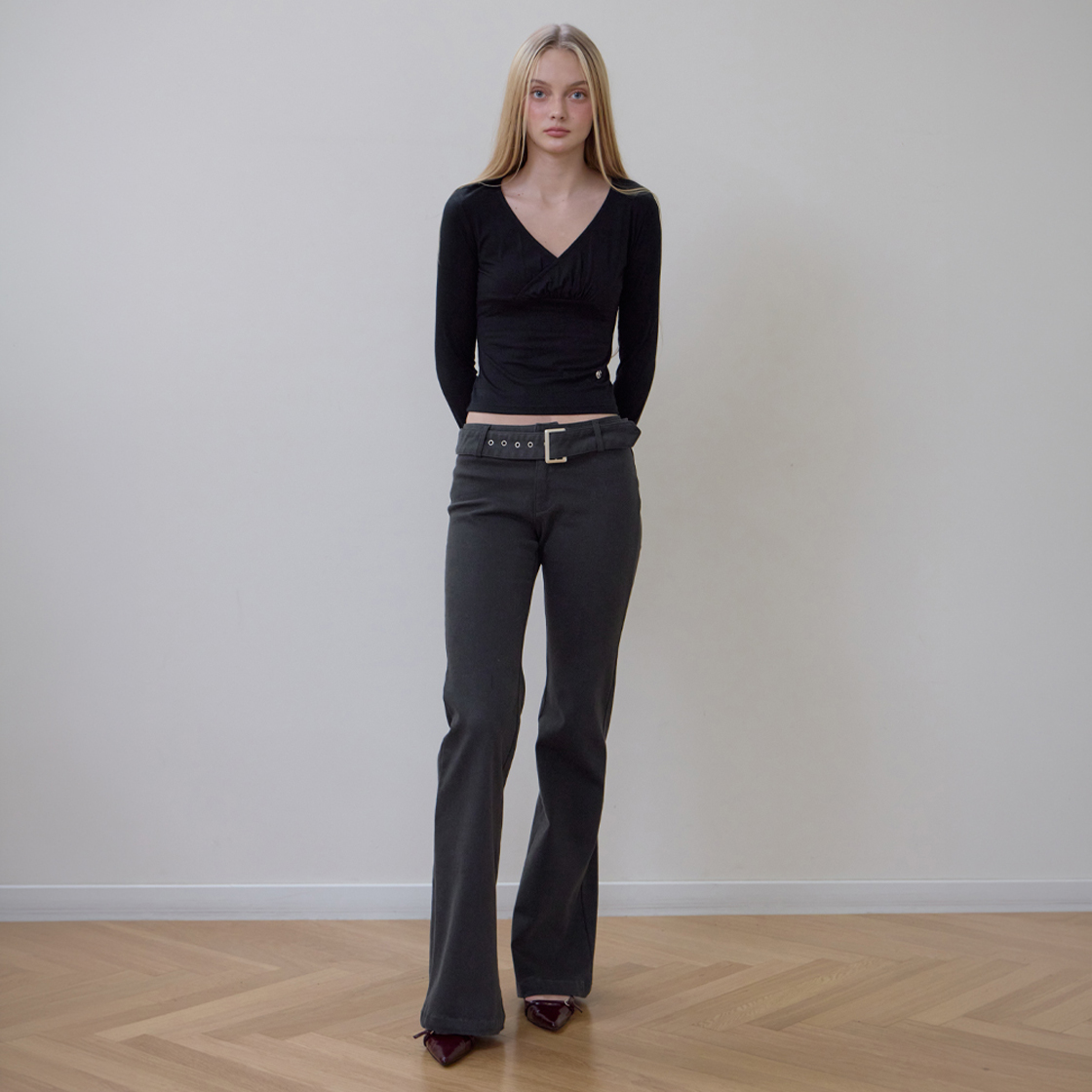 로제프란츠 벨티드 부츠컷 팬츠 [차콜](Rosefrantz Belted Boots Cut Pants [Charcoal]) - 3