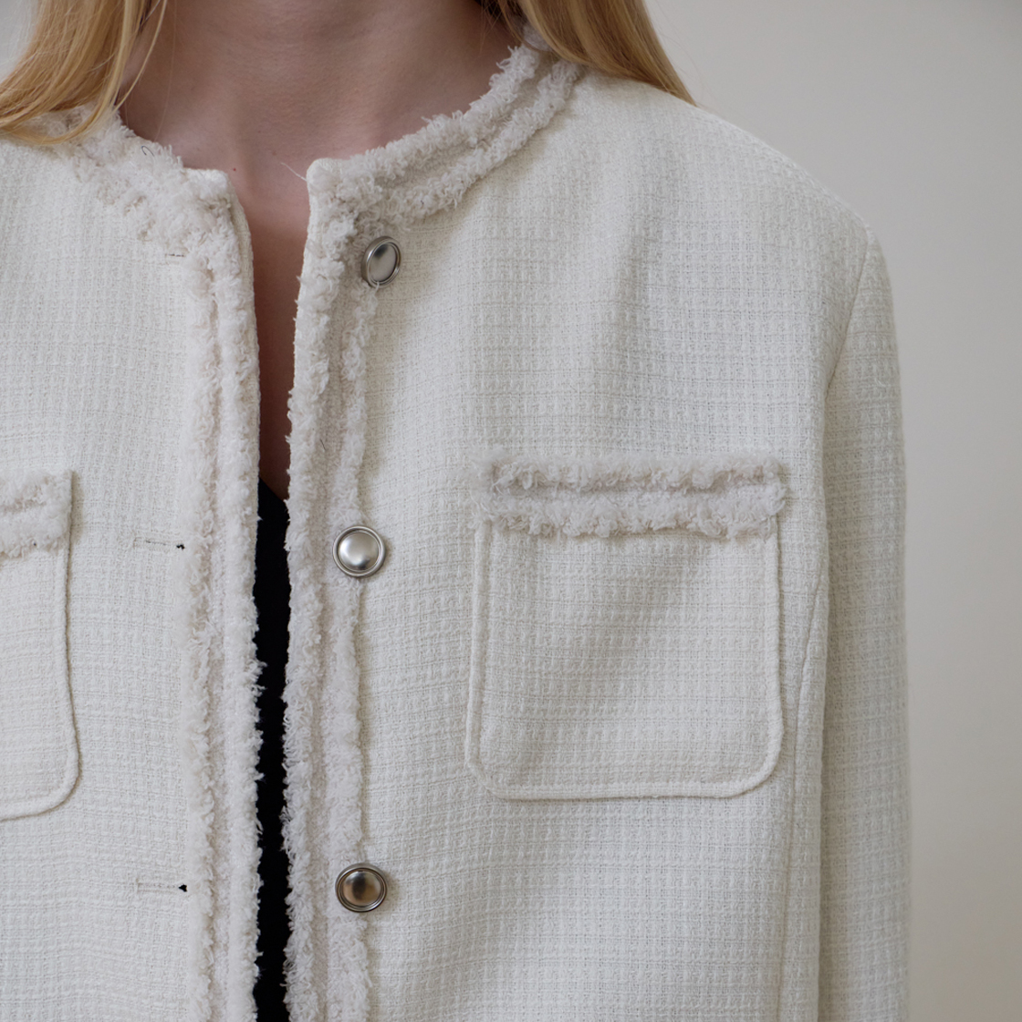 로제프란츠 프린지 포켓 트위드 자켓 [아이보리](Rosefrantz Fringe Pocket Tweed Jacket [Ivory]) - 3