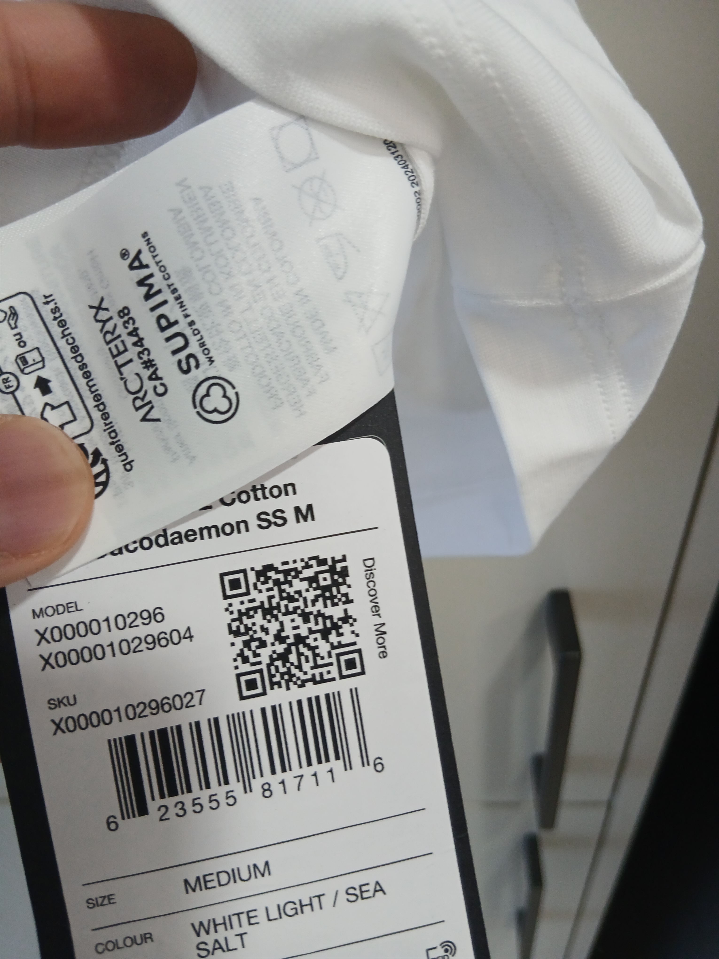 Arc'teryx Kragg SL Cotton Cacodaemon SS T-Shirt White Light Sea Salt 착용 스타일 - 5