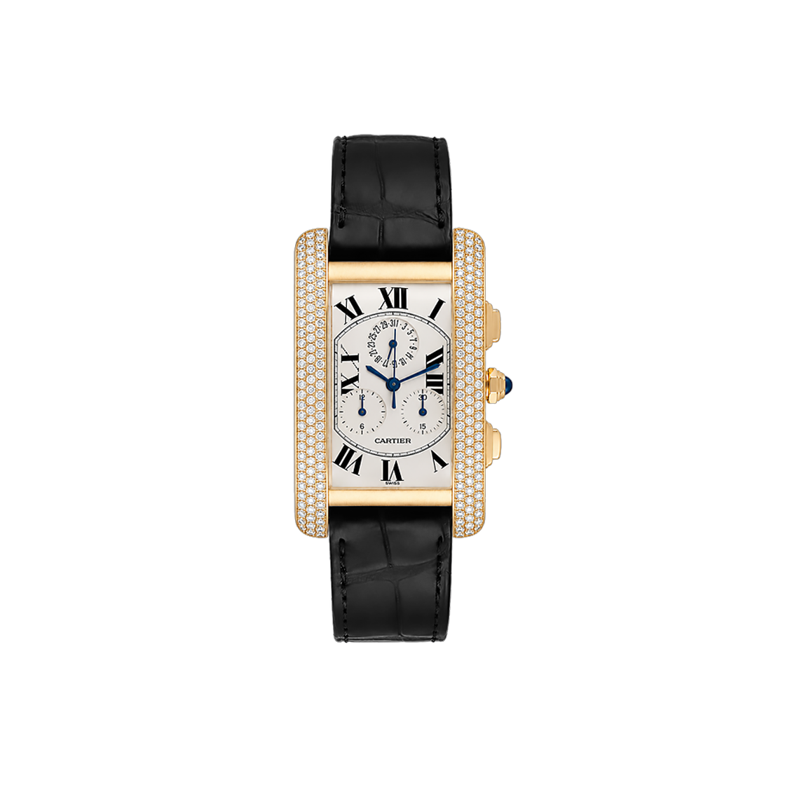 IT6HCT6N78L5 Cartier Tank American Chronograph XL 26x44 - W2601156 Diamond Bezel White Roman No. 8320