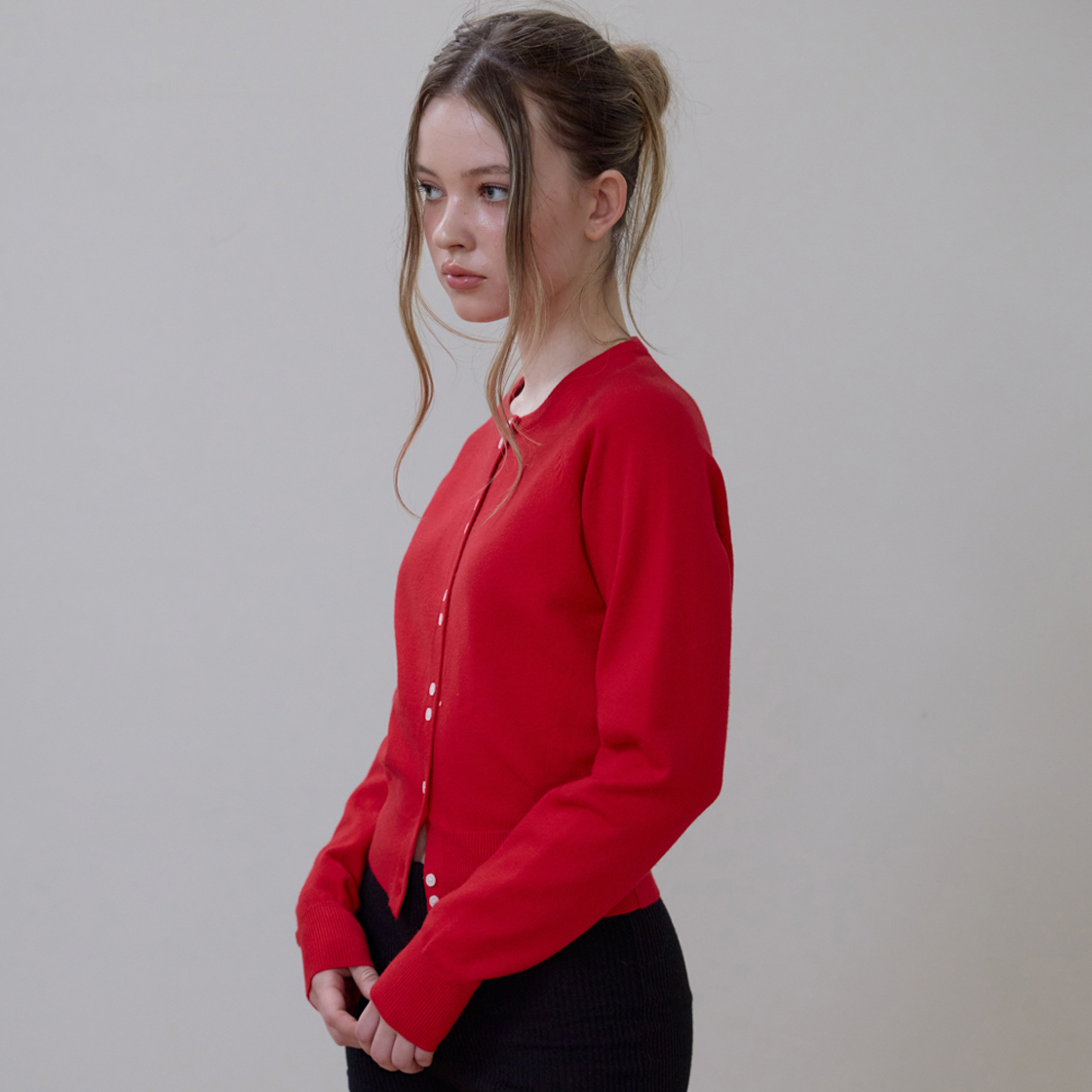 로제프란츠 더블 버튼 가디건 [로즈 레드](Rosefrantz Double Button Cardigan [Rose Red]) - 5