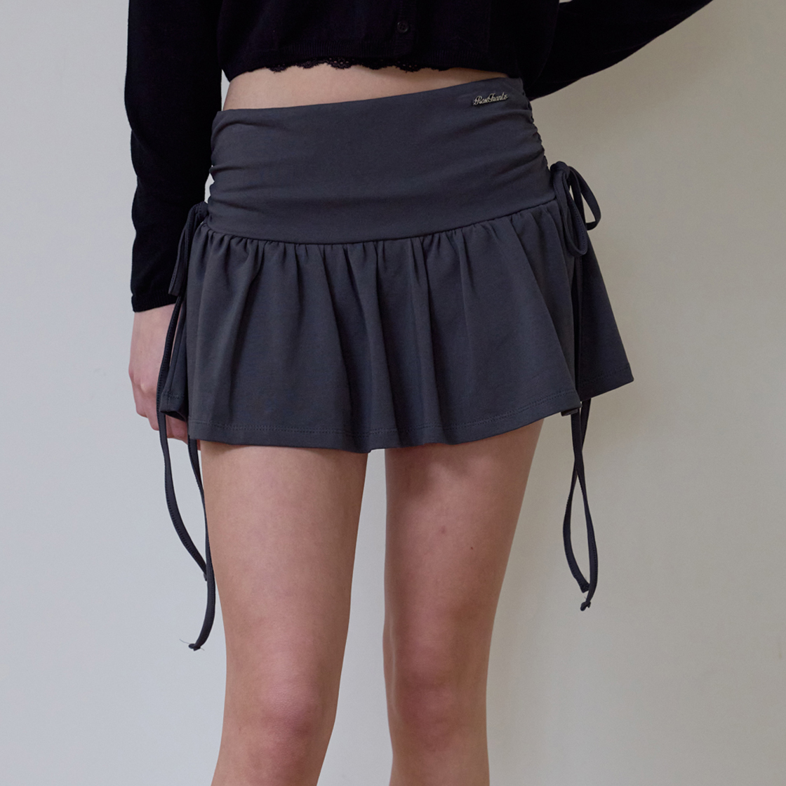 로제프란츠 사이드 셔링 미니 스커트 [차콜](Rosefrantz Side Shirring Mini Skirts [Charcoal]) - 3