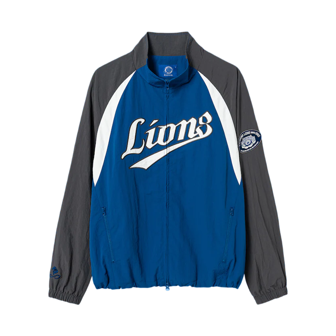 삼성 라이온즈 x 에잇세컨즈 아카이브 배색 래글런 집업 자켓 블루(Samsung Lions x 8seconds Archive Colorblock Raglan Zip-Up Jacket Blue)