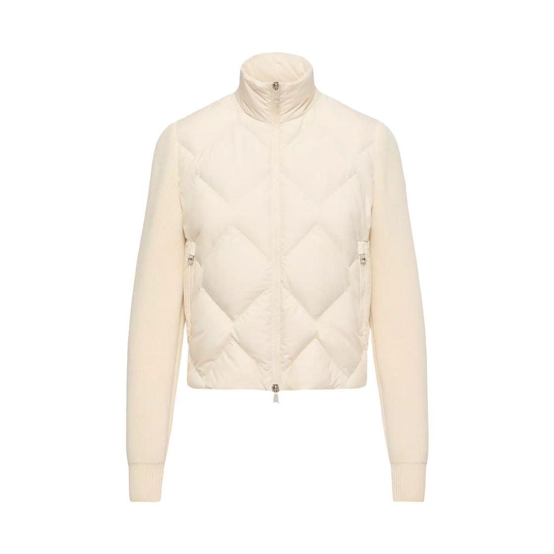L2-093-9B00041-M4281-035 (W) Moncler Wool And Cashmere Padded Zip Up Cardigan White - 26FW