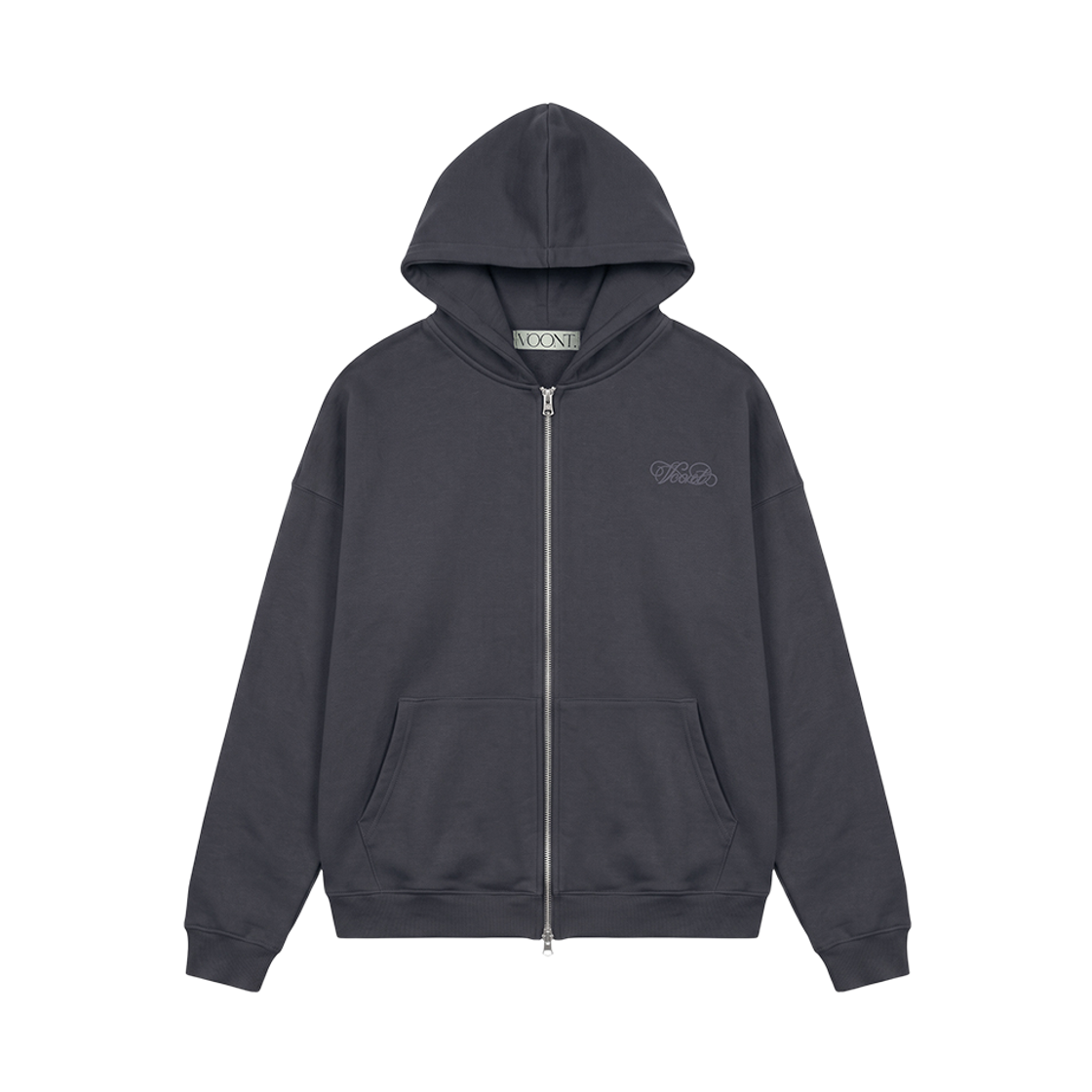분트 메탈릭 하트 오버핏 후드 집업 차콜(VOONT Metallic Heart Over-Fit Hood Zip-Up (CHARCOAL))
