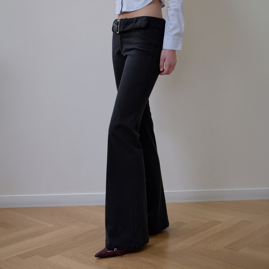 로제프란츠 벨티드 부츠컷 팬츠 [블랙](Rosefrantz Belted Boots Cut Pants [Black]) - 3