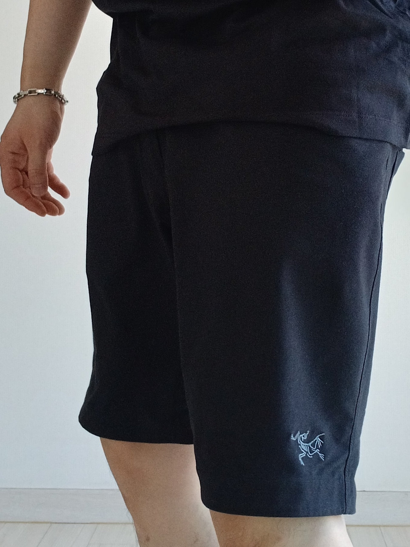 Arc'teryx Kragg SL Cotton Cacodaemon SS T-Shirt Black Moondrop, Arc'teryx Kragg Cotton Short 9 Inch Black 착용 스타일 - 6