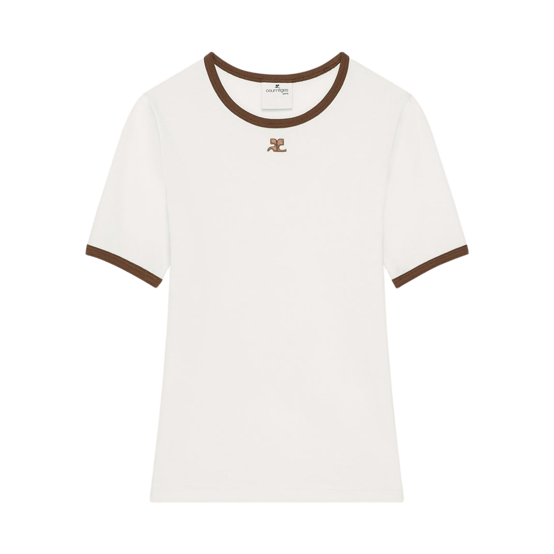 (W) 꾸레쥬 시그니쳐 콘트라스트 티셔츠 필로우 스모키 브라운((W) Courreges Signature Contrast T-Shirt Pillow Smoky Brown)