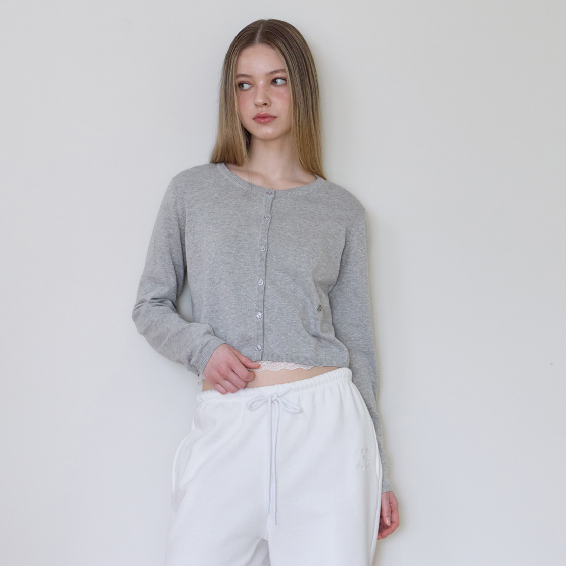 로제프란츠 베이직 라운드 가디건 [그레이](Rosefrantz Basic Round Cardigan [Gray]) - 3