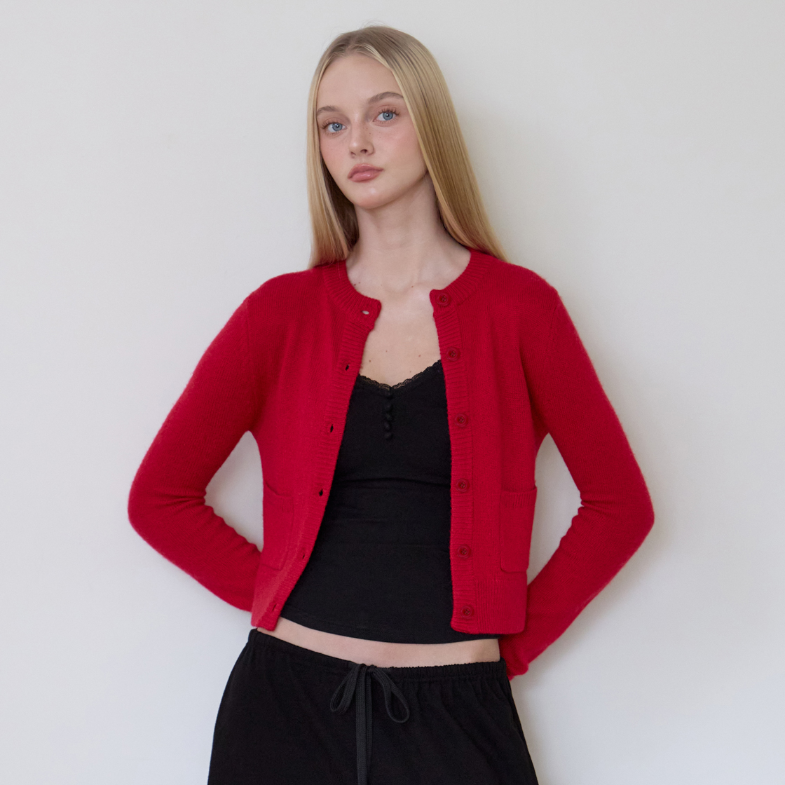 로제프란츠 더블 포켓 가디건 [로즈 레드](Rosefrantz Double Pocket Cardigan [Rose Red]) - 2