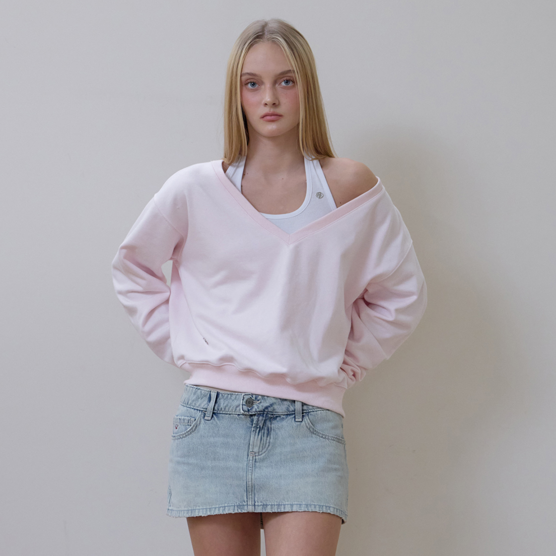 로제프란츠 딥 브이넥 스웨트셔츠 [핑크](Rosefrantz Deep V-neck Sweatshirt [Pink]) - 3