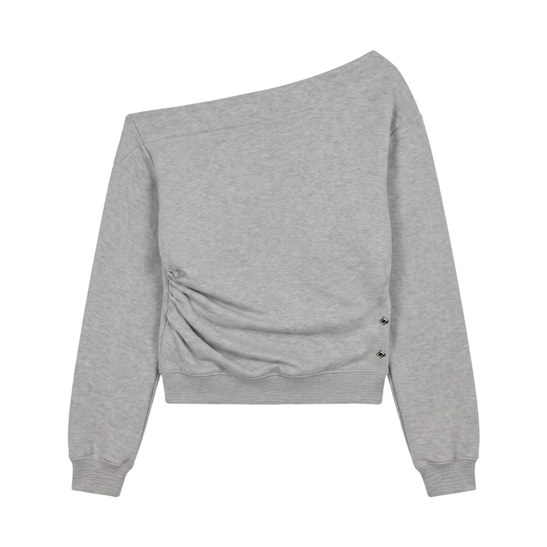 분트 원숄더 스냅 스웨트셔츠 그레이(VOONT One-Shoulder Snap Sweatshirt (GRAY)) - 2