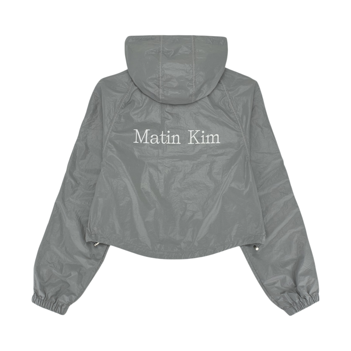 (W) 마뗑킴 마틴 크롭 후디 코팅 점퍼 다크 그레이((W) Matin Kim Matin Crop Hoody Coating Jumper In Dark Grey) - 2