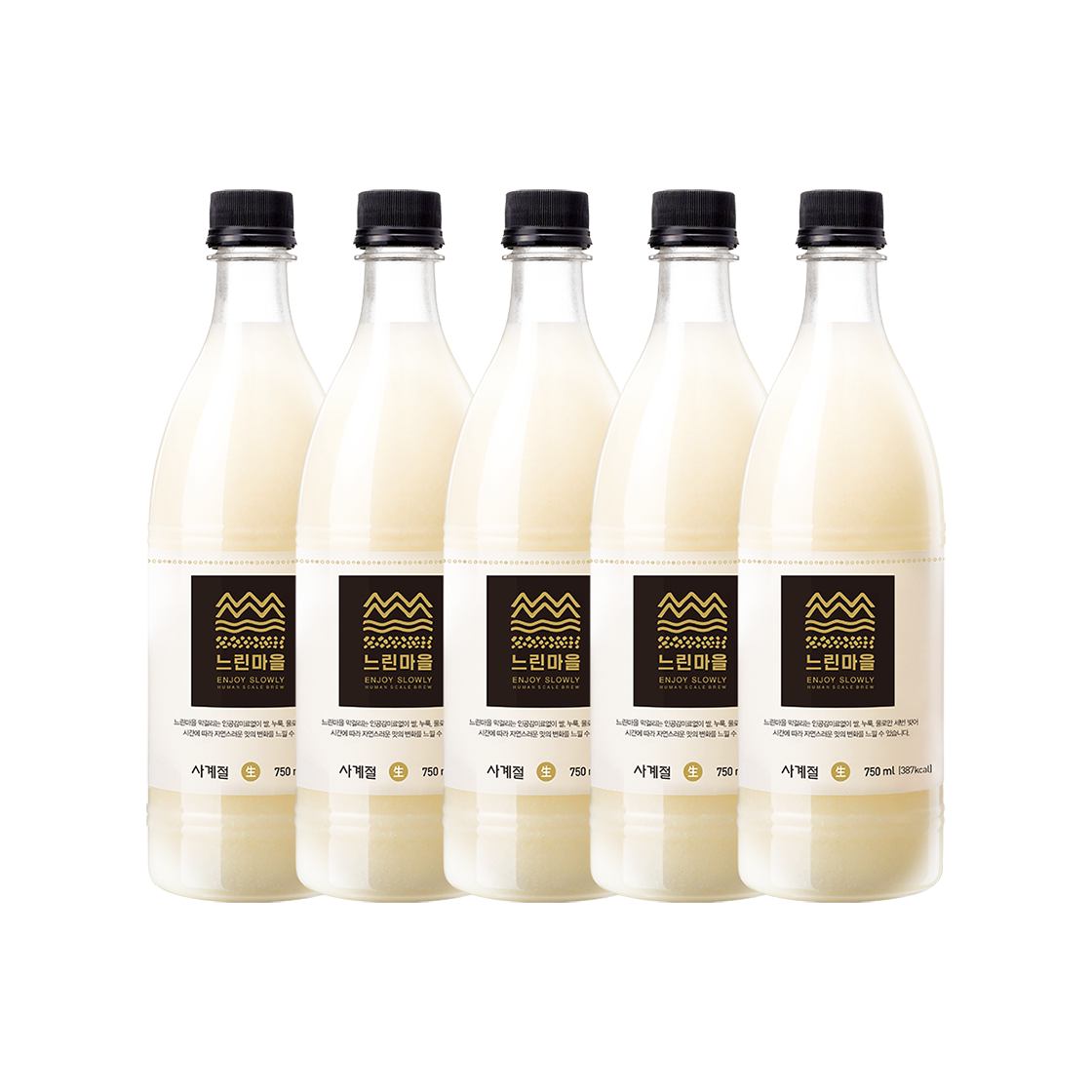 느린마을 무아스파탐 프리미엄 느린마을막걸리 750ml 5입(Slow village Premium Fresh Makgeolli Four Seasons 750ml 5 Btl.)