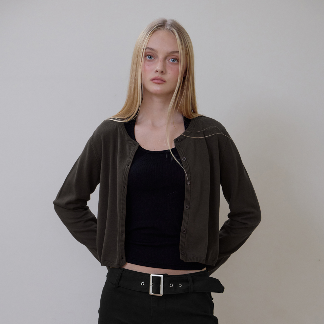 로제프란츠 베이직 라운드 가디건 [브라운](Rosefrantz Basic Round Cardigan [Brown]) - 6