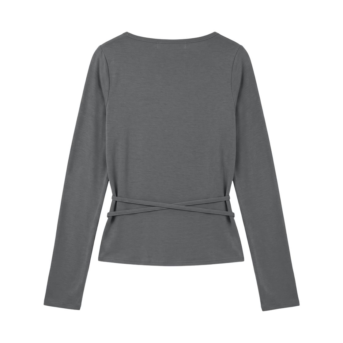분트 드레이프 스트랩 타이 롱슬리브 차콜(VOONT Drape Strap Tie Long Sleeve (CHARCOAL)) - 2