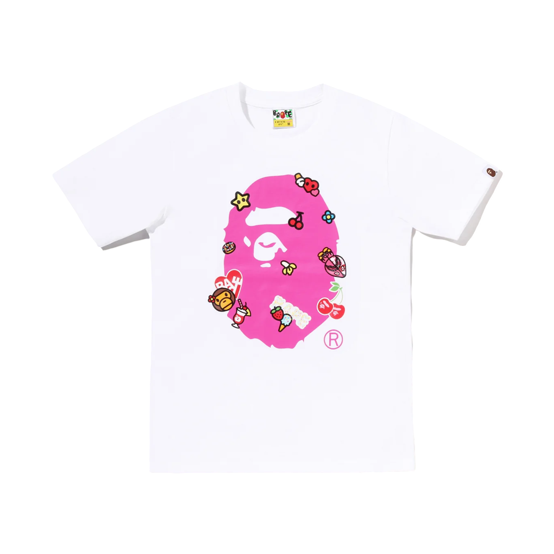 - (W) BAPE Stickers On Ape Head T-Shirt White