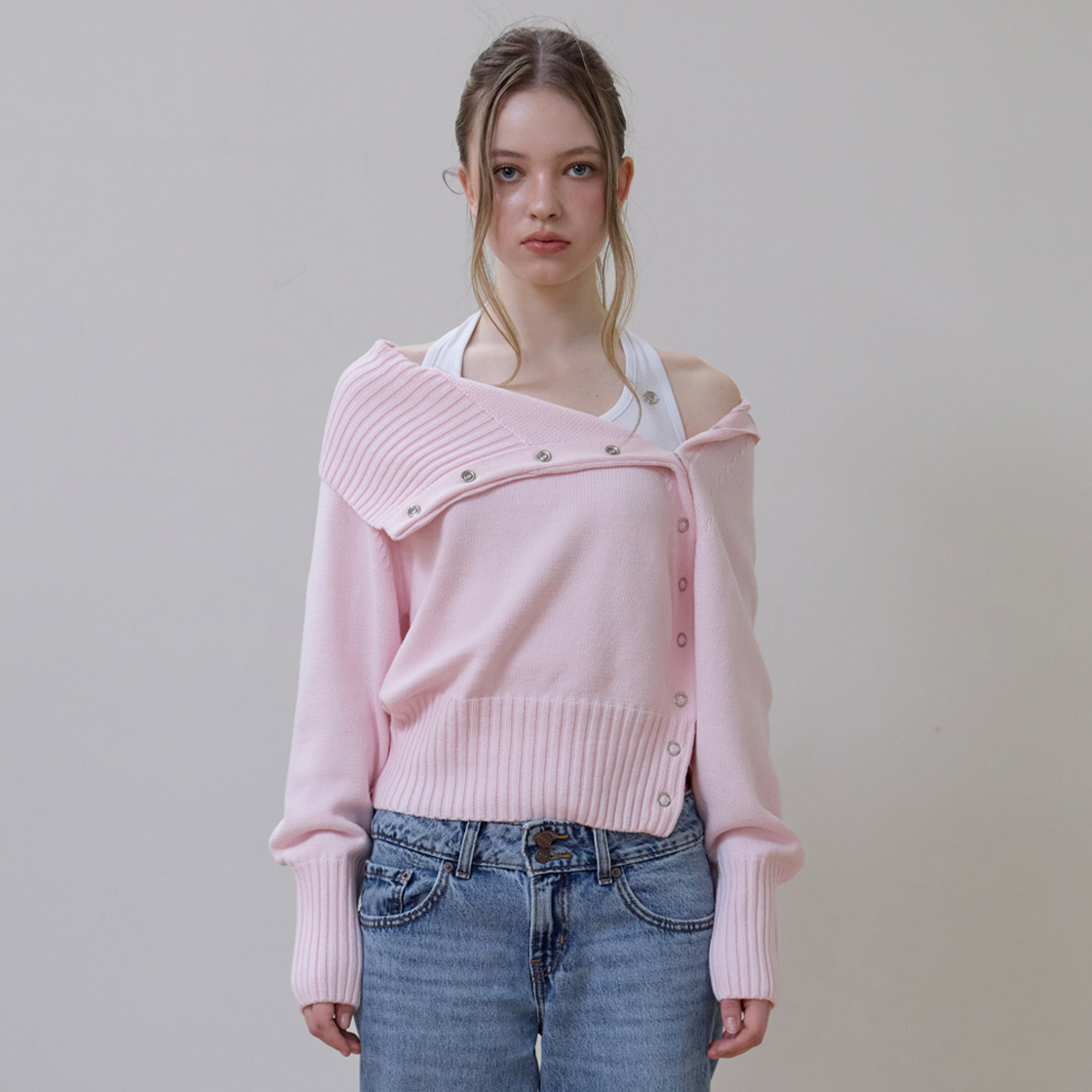 로제프란츠 폴드 오프숄더 니트 [핑크](Rosefrantz Fold Off Shoulder Knit [Pink]) - 2