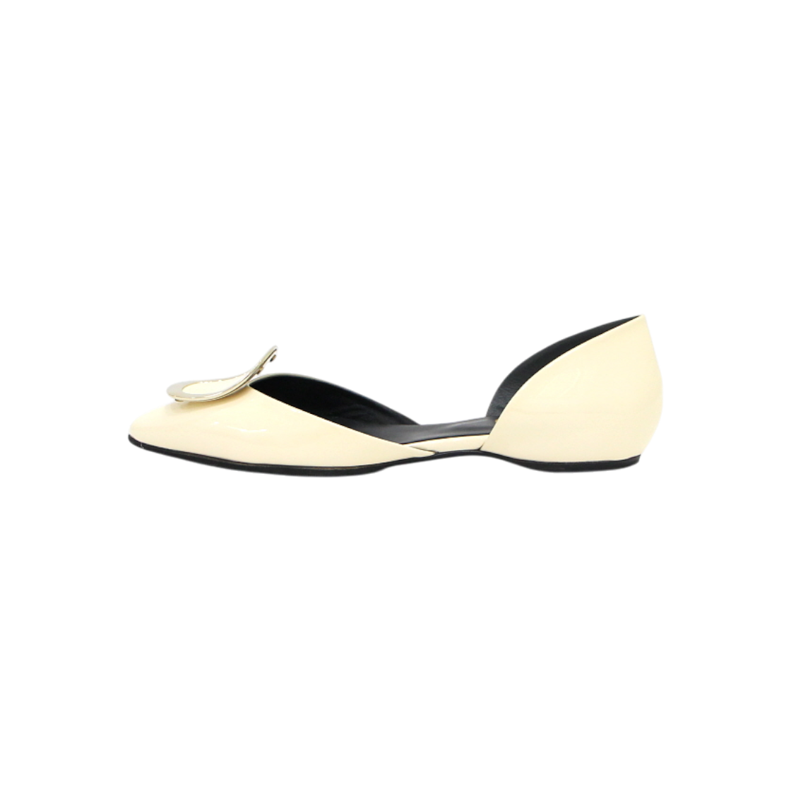 ITITCRV6A98A Roger Vivier Ivory Patent Dorsey Ballerina Flats