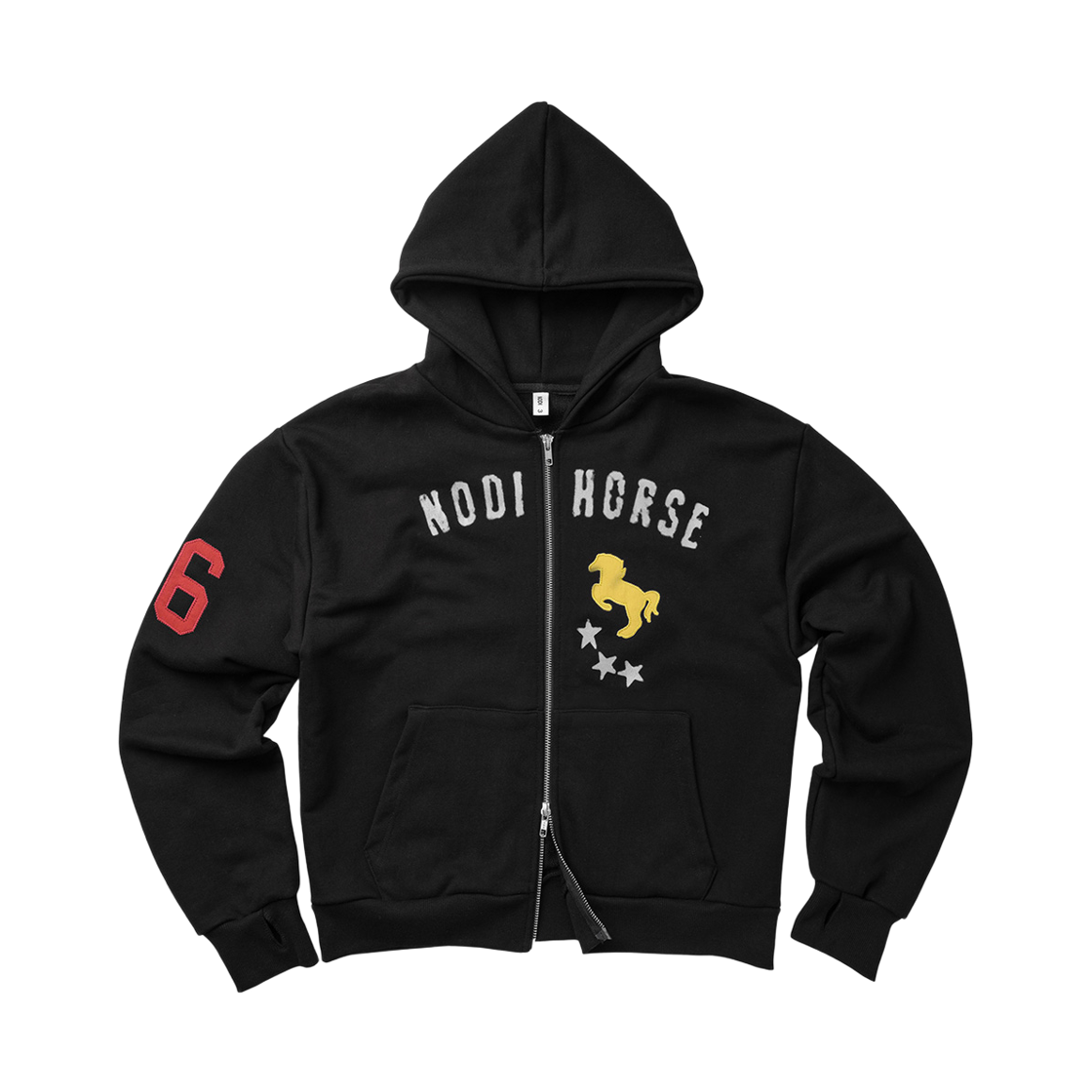 노디 스텝 온 스타 후드 집업 블랙(NODI Step On Star Hood zip up black)