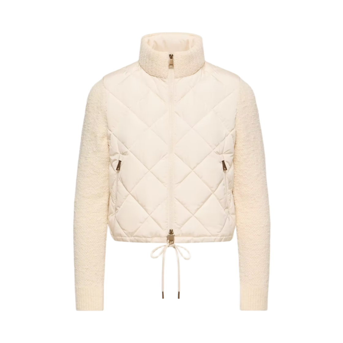 L2-093-9B00007-N0004-034 (W) Moncler Cotton Blend Padded Zip-Up Cardigan White - 26FW