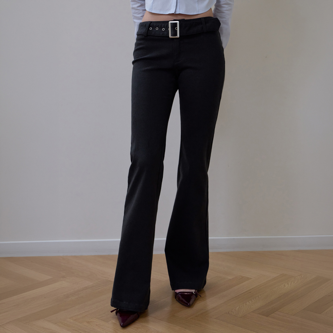 로제프란츠 벨티드 부츠컷 팬츠 [블랙](Rosefrantz Belted Boots Cut Pants [Black]) - 4