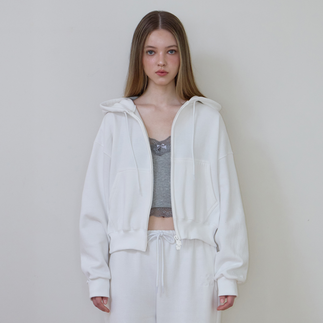 로제프란츠 로즈 자수 후드 집업 [아이보리](Rosefrantz Rose Embroidery Hood Zip-up [Ivory]) - 2