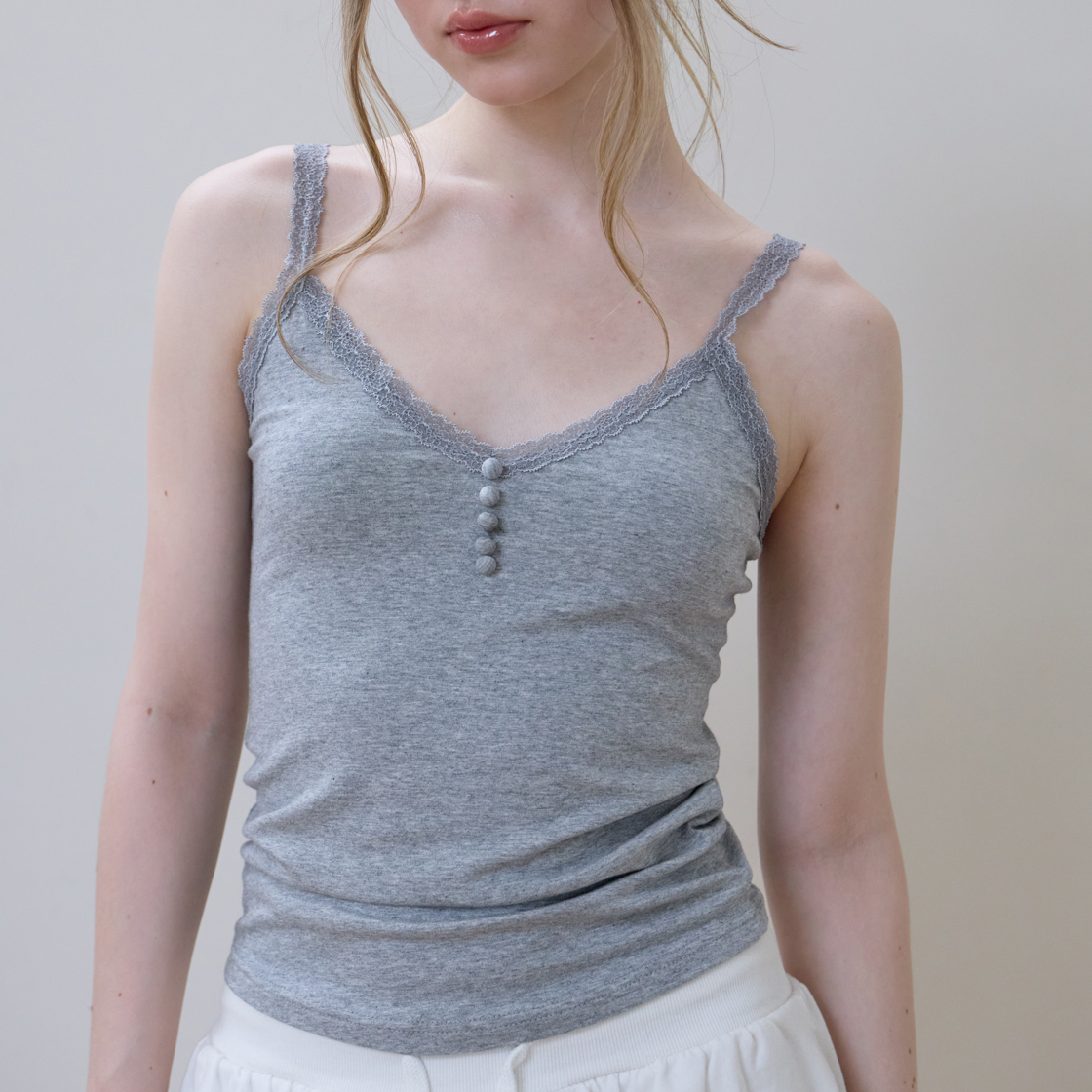 로제프란츠 버튼 레이스 슬리브리스 [그레이](Rosefrantz Button Lace Sleeveless [Gray]) - 6