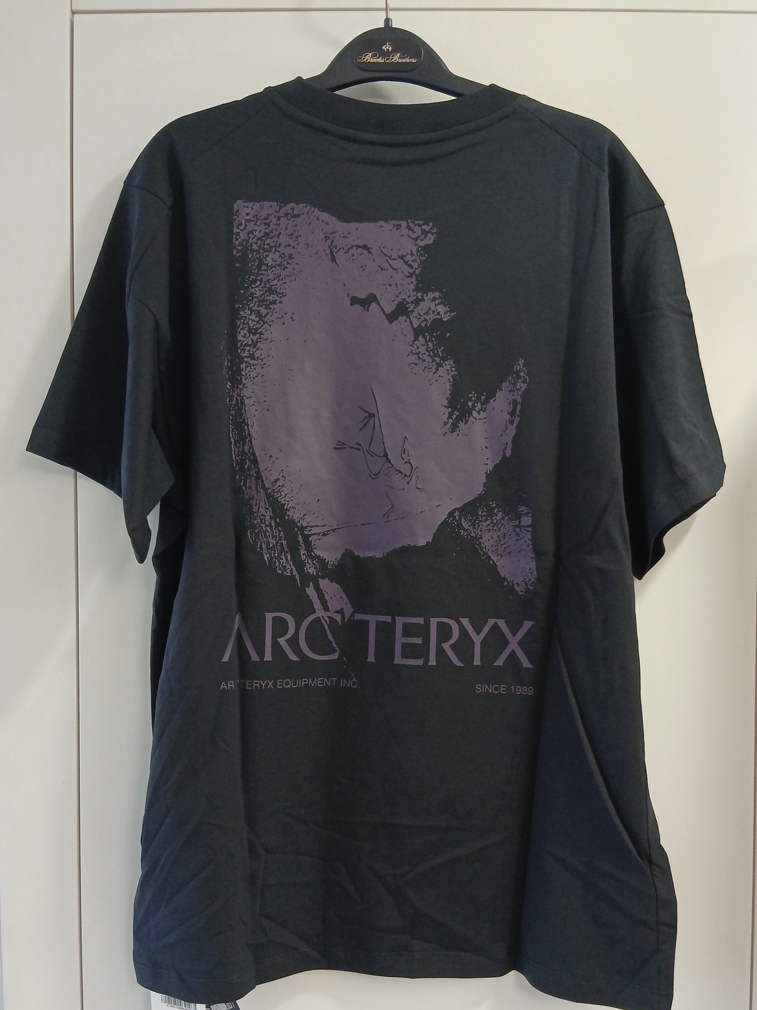 Arc'teryx Kragg SL Cotton Cacodaemon SS T-Shirt Black Moondrop 착용 스타일 - 1