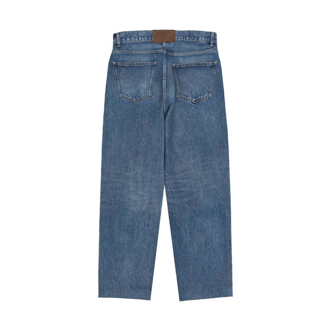 (W) 셀린느 보이프렌드 진 001 코튼 데님 비비안 글래스 패치 브라운드((W) Celine Boyfriend Jeans 001 in Cotton Denim Vivienne Glass Patch Brownd) - 2