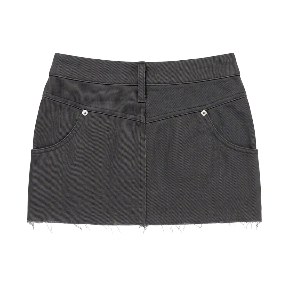 분트 폴드 웨이스트 브이 라인 미니 스커트 차콜(VOONT Fold Waist V-Line Mini Skirt (CHARCOAL)) - 2