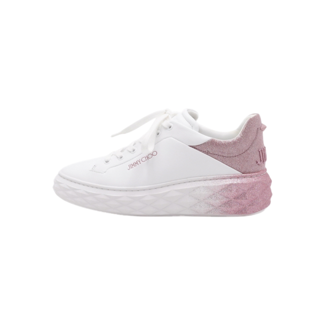 ITB6GHORSCUL Jimmy Choo White Pink Glitter Diamond Maxi M II Women Sneakers