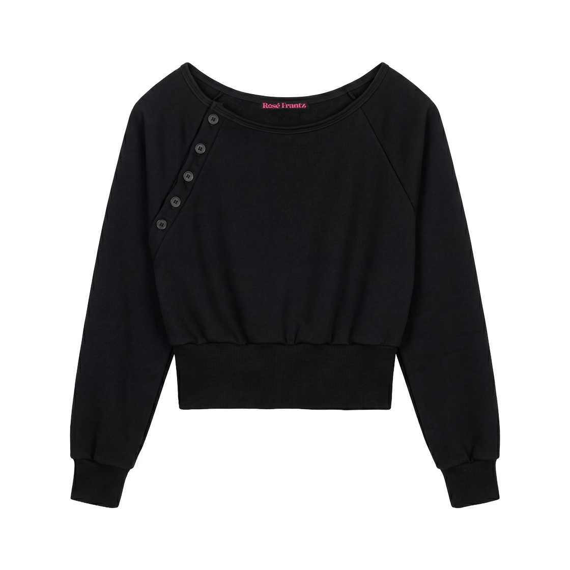 RS26FSW101BLK Rosefrantz Off-Shoulder Button Sweatshirt [Black]