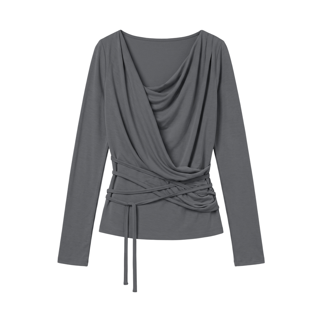 VT26FLS102CRC VOONT Drape Strap Tie Long Sleeve (CHARCOAL)