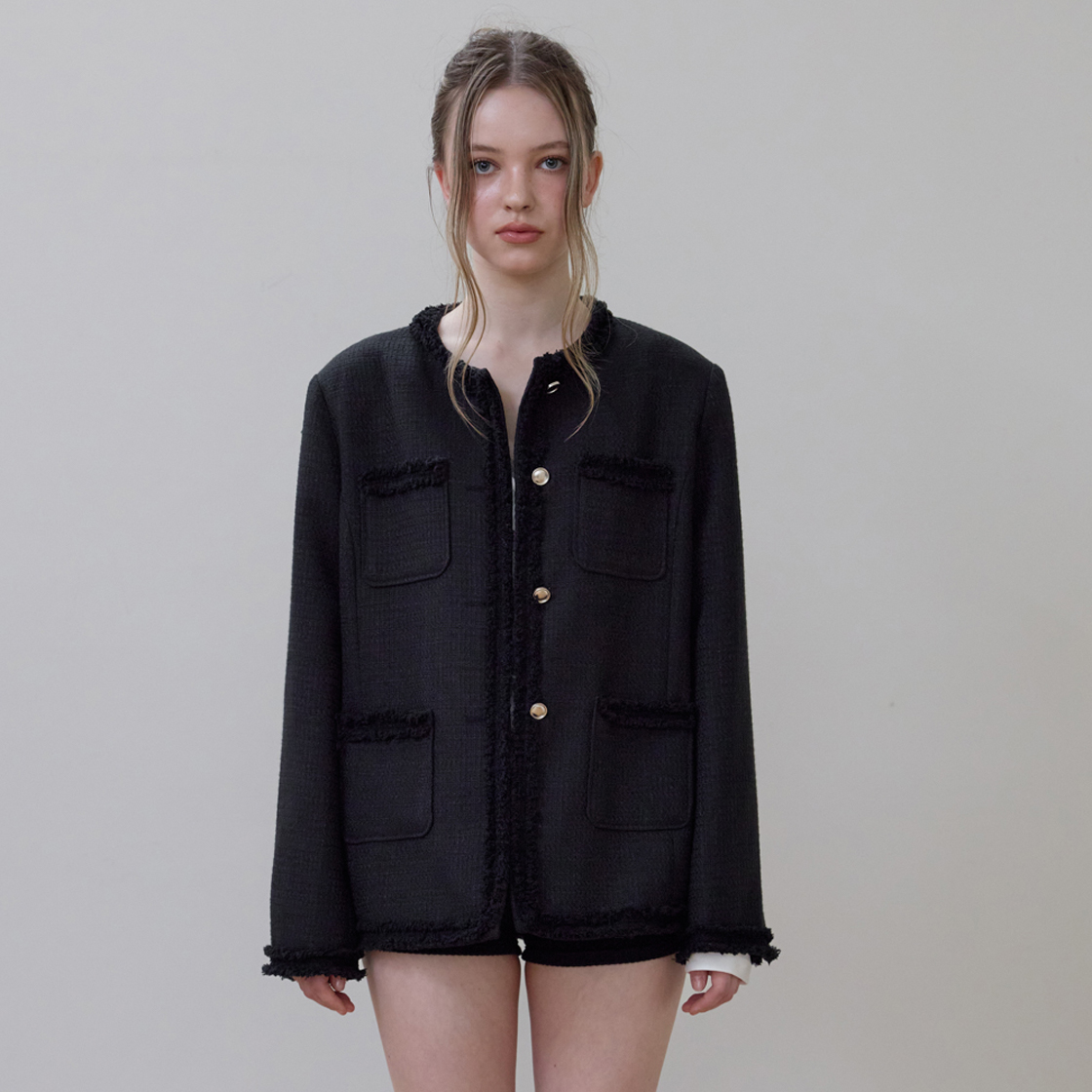 로제프란츠 프린지 포켓 트위드 자켓 [블랙](Rosefrantz Fringe Pocket Tweed Jacket [Black]) - 2