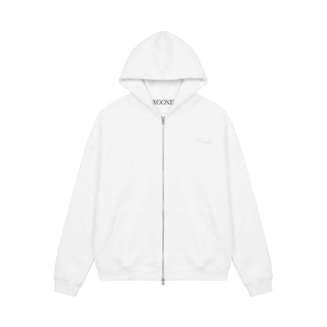 분트 메탈릭 하트 오버핏 후드 집업 아이보리(VOONT Metallic Heart Over-Fit Hood Zip-Up (IVORY))