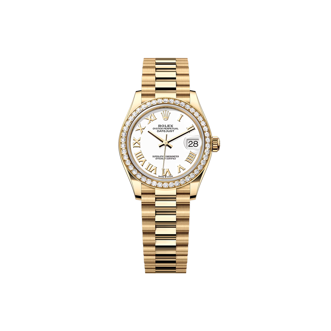 ITCE9PU8SVJN Rolex Datejust 31 - 278288RBR Diamond Bezel White Roman President No. 8275