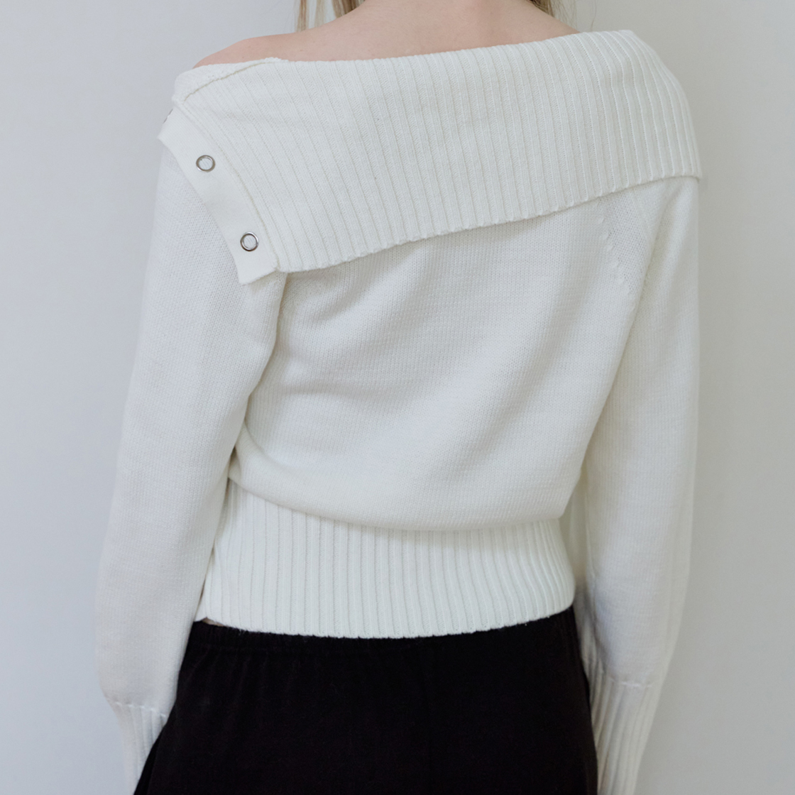 로제프란츠 폴드 오프숄더 니트 [아이보리](Rosefrantz Fold Off Shoulder Knit [Ivory]) - 6
