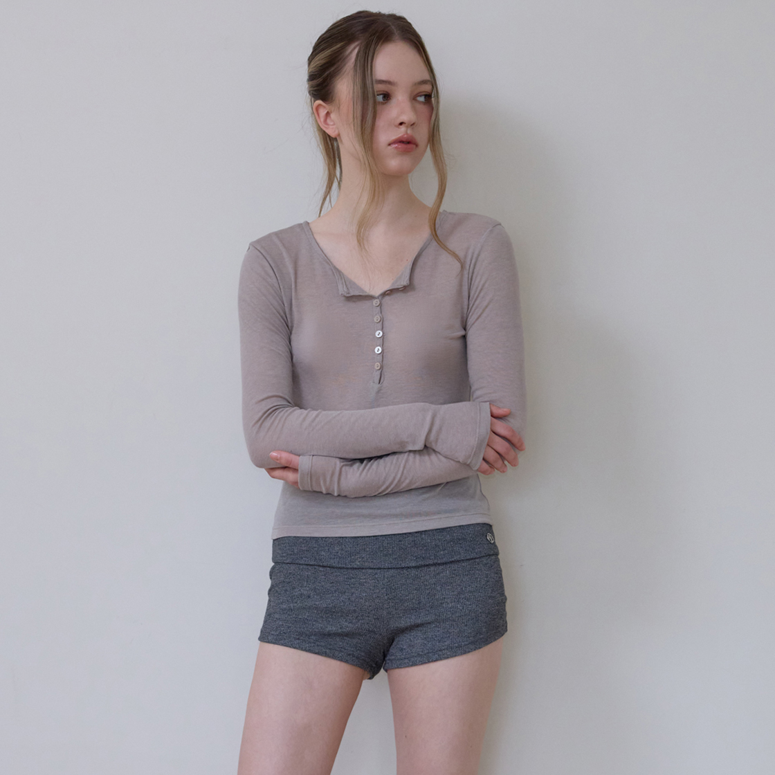 로제프란츠 헨리넥 레이어드 롱스리브 [베이지](Rosefrantz Henley Neck Layered Long Sleeve [Beige]) - 4