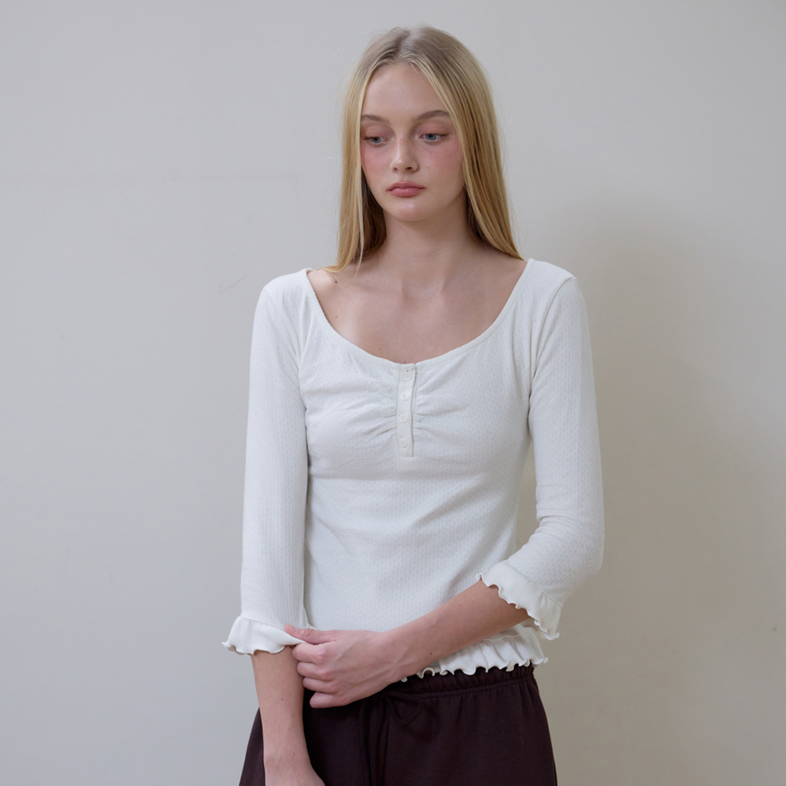 로제프란츠 프릴 쓰리쿼터 슬리브 [아이보리](Rosefrantz Frill Three-Quarter Sleeve [Ivory]) - 3