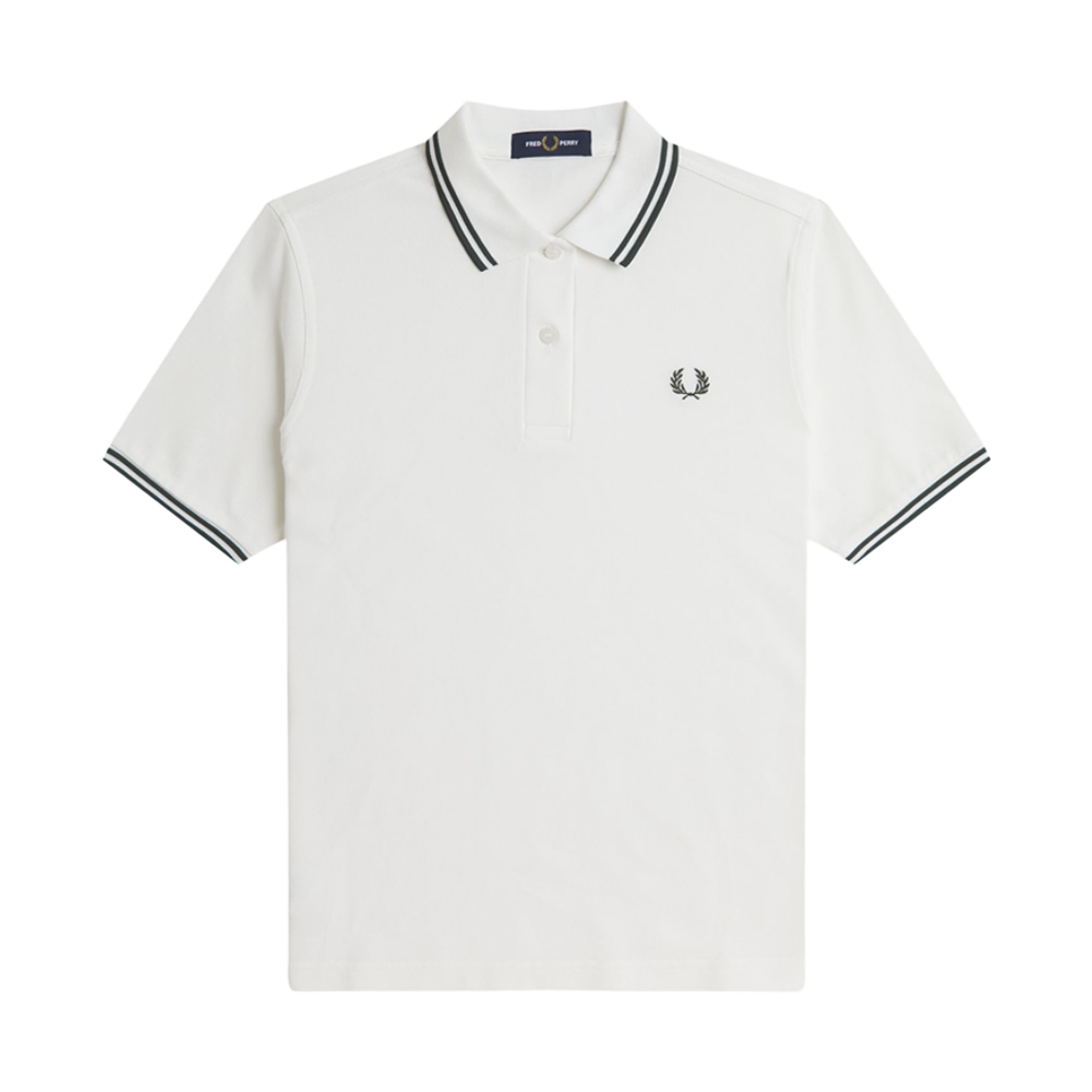 AFPF2513600-Y73 Fred Perry Womens Twin Tipped Fred Perry Shirt Snow White/Court Green