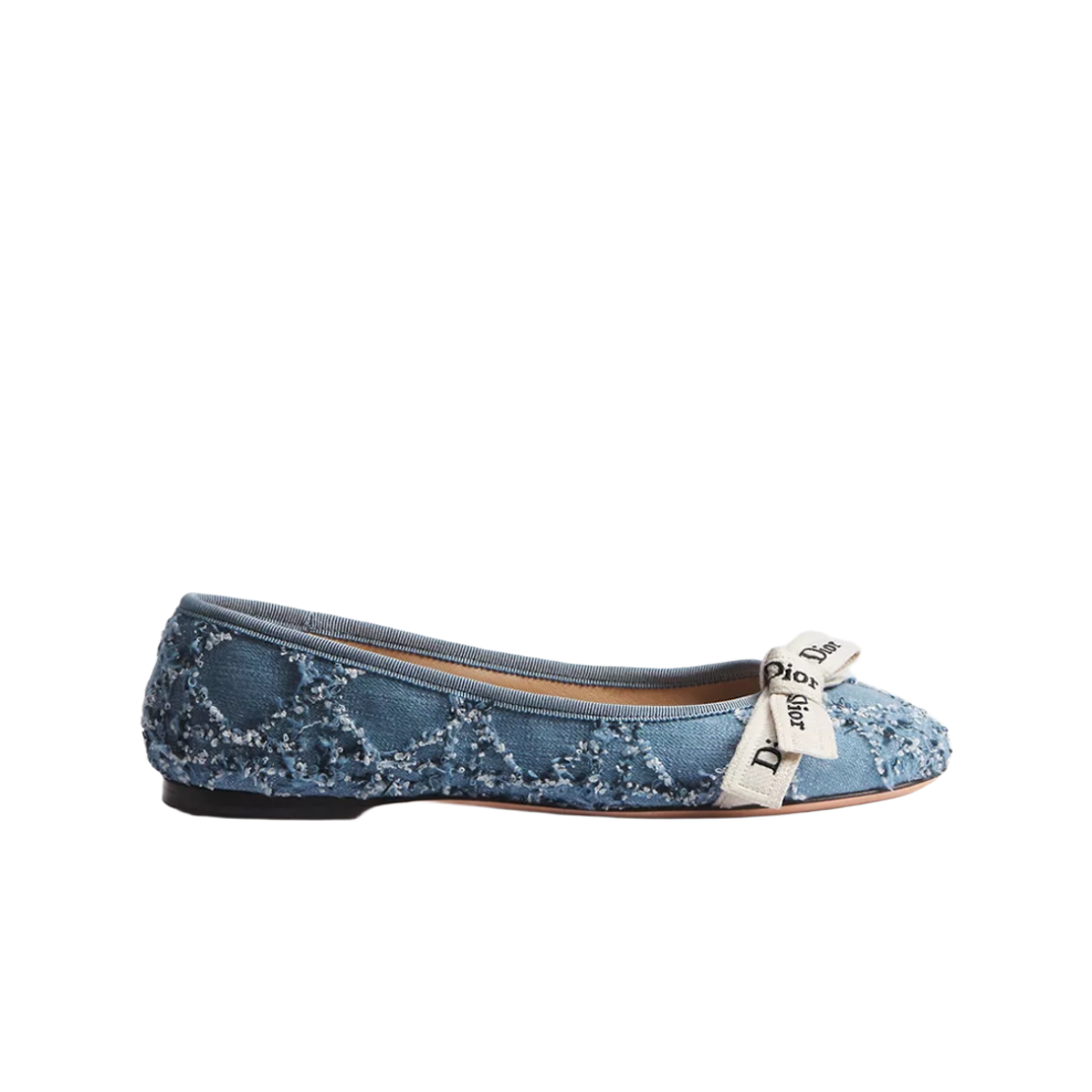 KCF264DNF-S27N (W) Dior J'Adior Cannage Cotton Boucle Ballet Flat Blue White