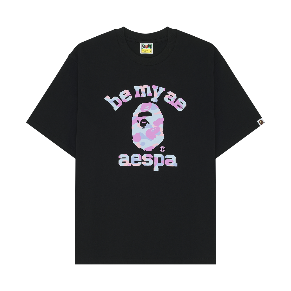 베이프 x 에스파 컬리지 릴렉스드 핏 티셔츠 블랙(BAPE x Aespa College Relaxed Fit T-Shirt Black) - 1