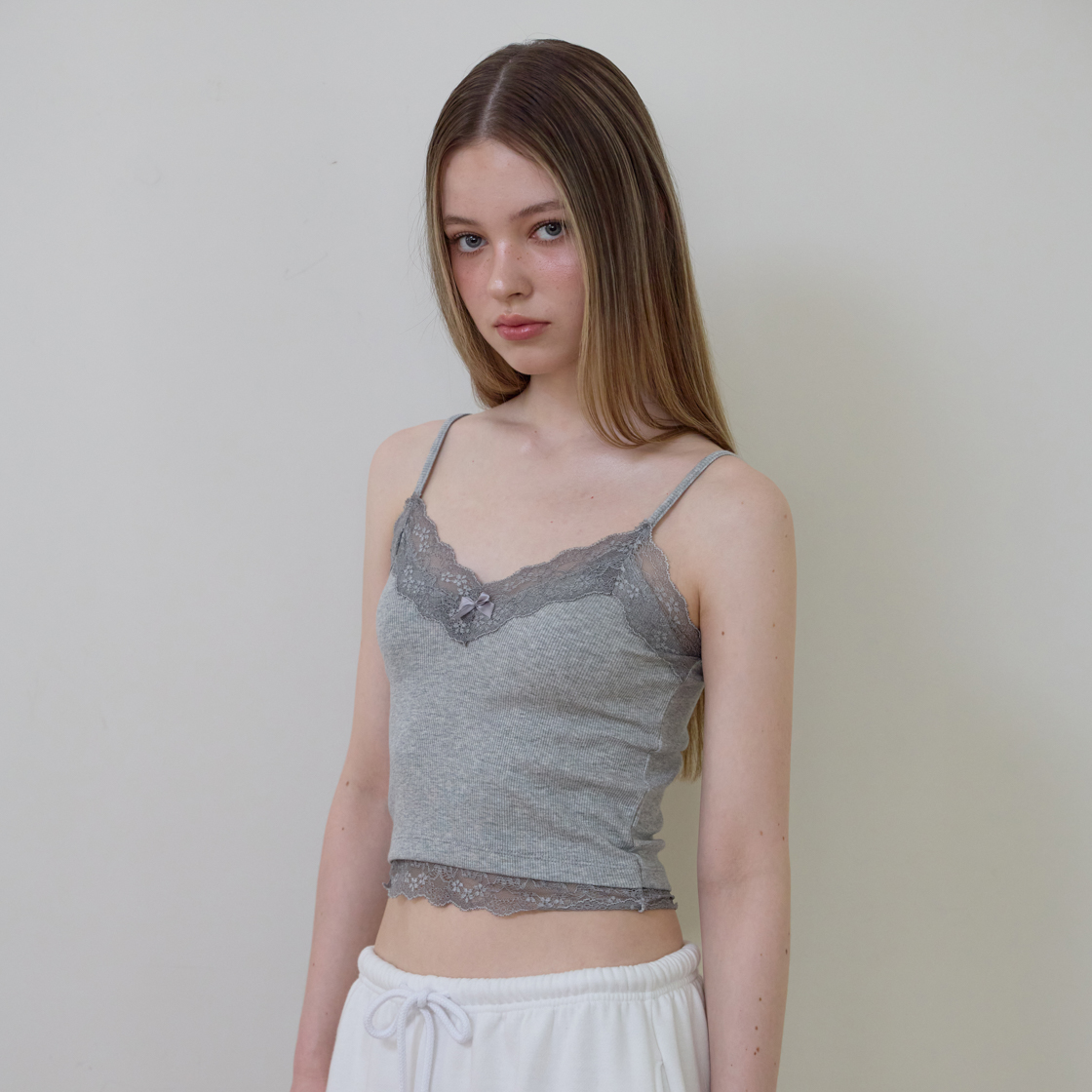 로제프란츠 레이스 트림 슬리브리스 [그레이](Rosefrantz Lace Trim Sleeveless [Gray]) - 4